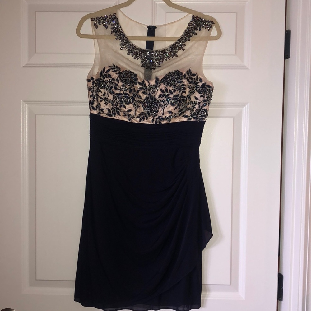 Nude navy cocktail dress